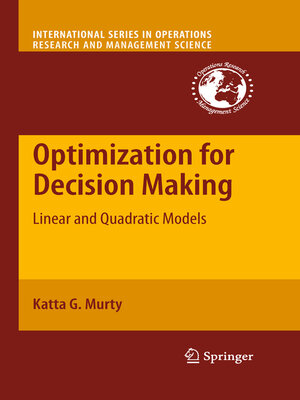 cover image of Optimization for Decision Making